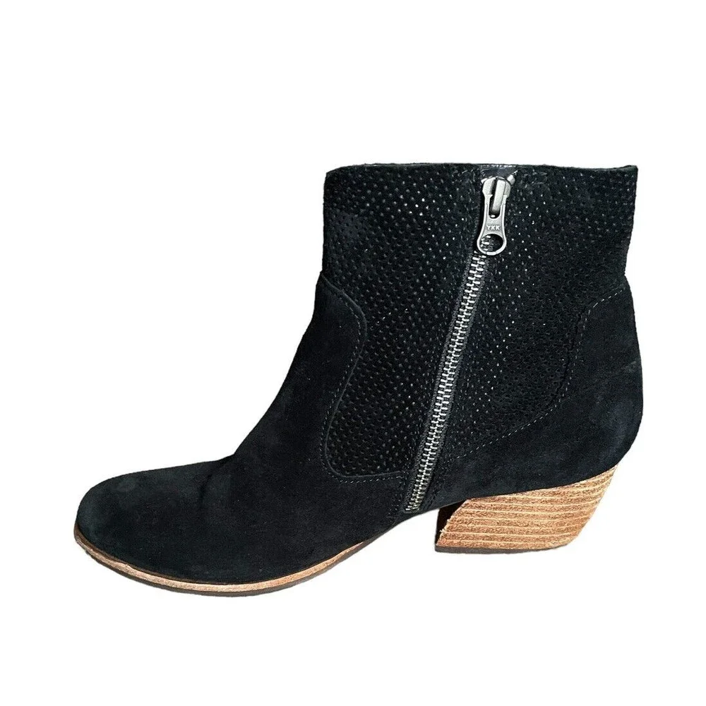 Kork-Ease Sherill Booties Ankle Boots Heels Suede Leather Zip Black Womens 9 - Picture 4 of 11